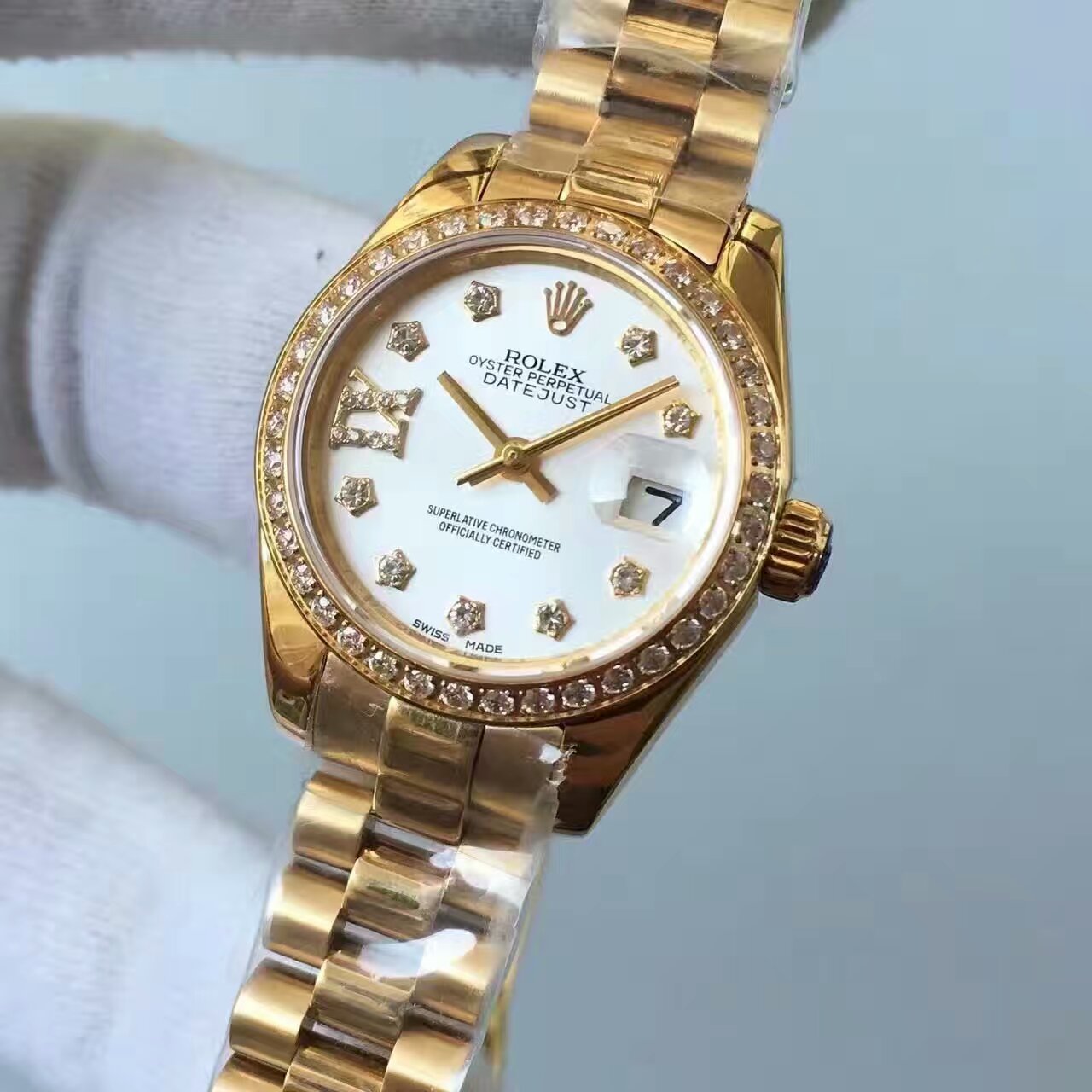 【台湾厂一比一高仿手表】劳力士女装日志型系列白面表盘女士腕表 / R149