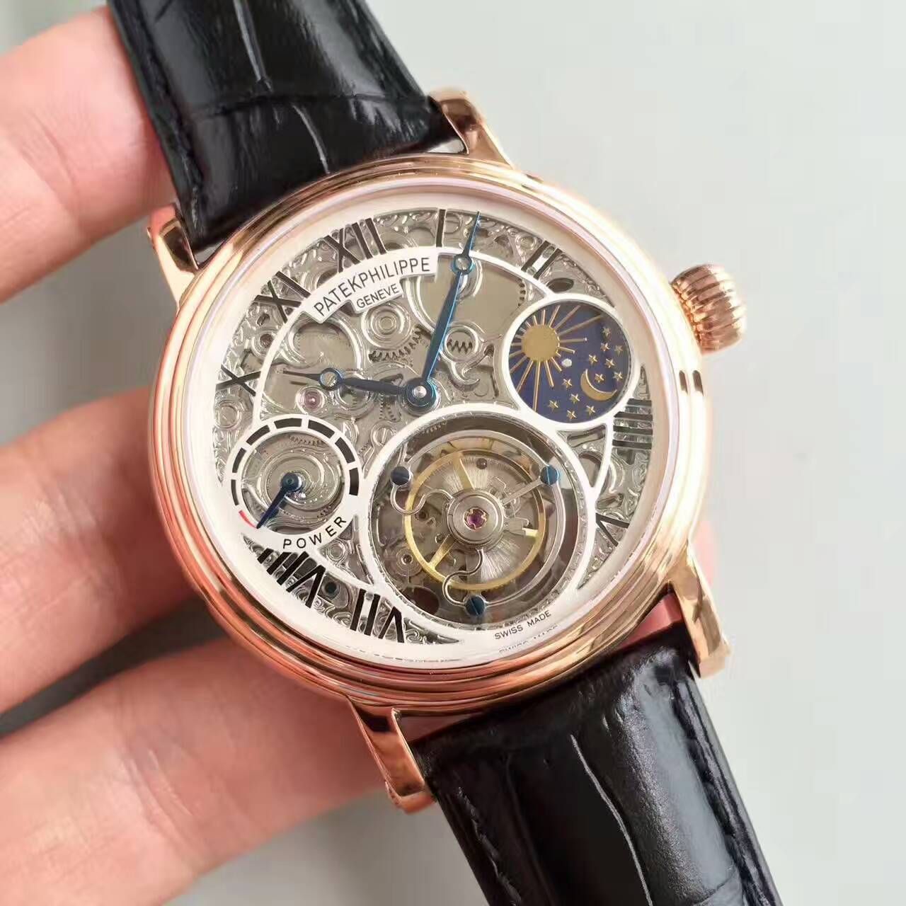 【TF厂一比一高精仿手表】百达翡丽镂空雕花动力星辰真陀飞轮腕表 / BD202