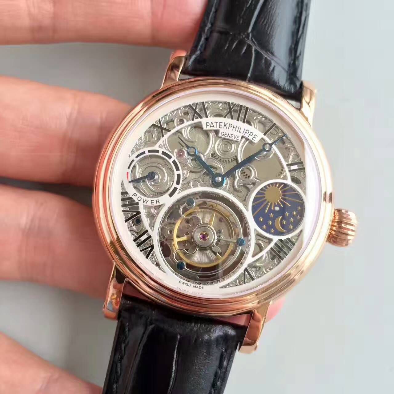 【TF厂一比一高精仿手表】百达翡丽镂空雕花动力星辰真陀飞轮腕表 / BD202