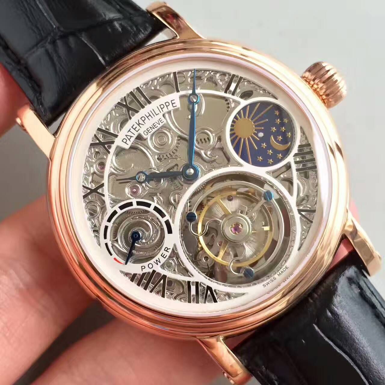 【TF厂一比一高精仿手表】百达翡丽镂空雕花动力星辰真陀飞轮腕表 / BD202