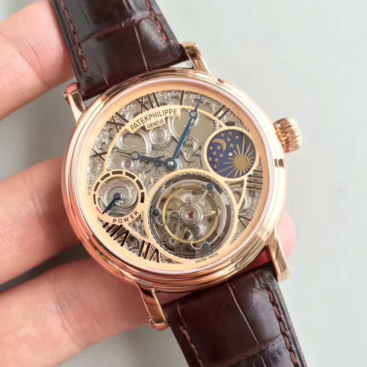 【TF厂一比一高精仿手表】百达翡丽镂空雕花动力星辰真陀飞轮腕表 / BD202