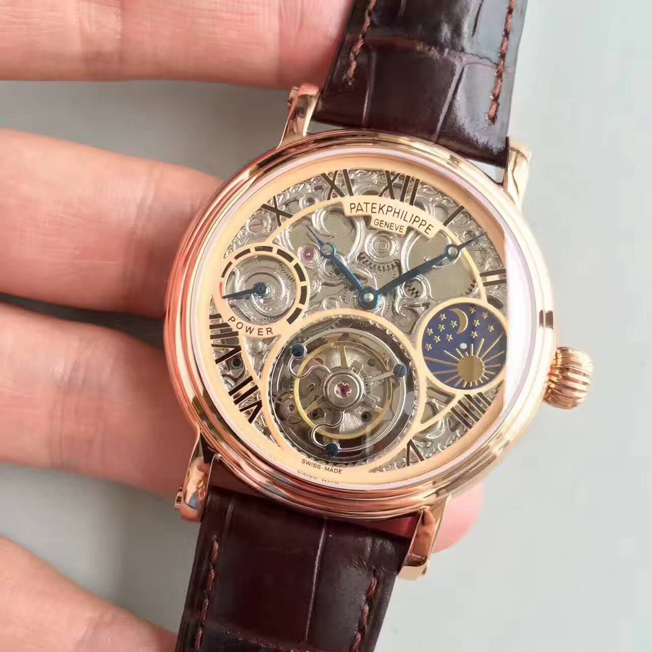 【TF厂一比一高精仿手表】百达翡丽镂空雕花动力星辰真陀飞轮腕表 / BD202