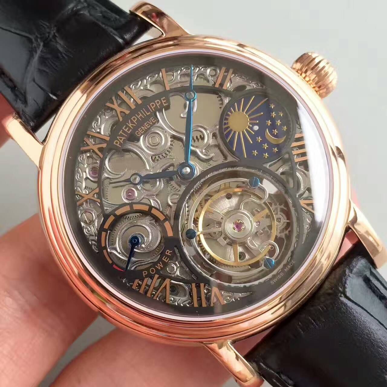 【TF厂一比一高精仿手表】百达翡丽镂空雕花动力星辰真陀飞轮腕表 / BD202