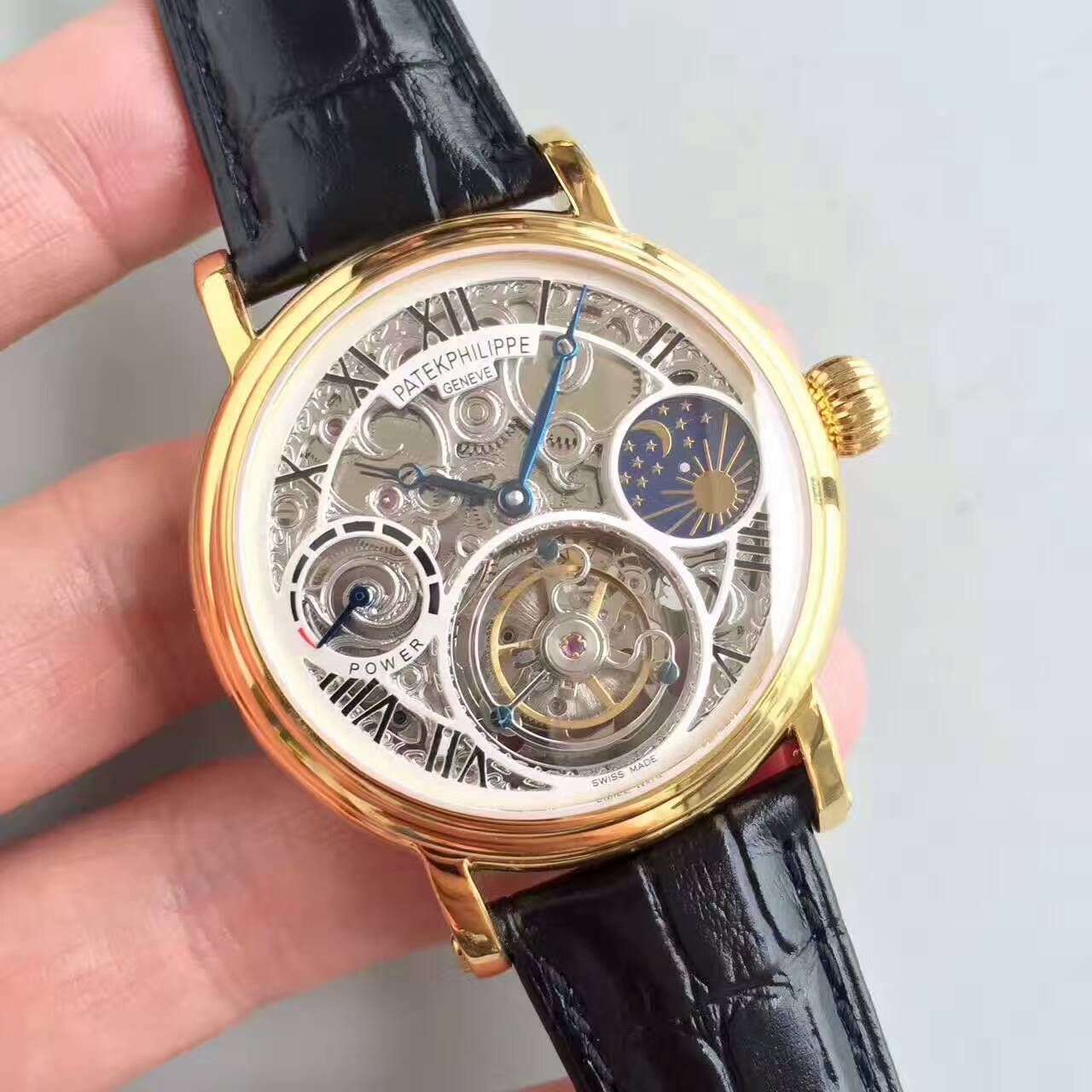 【TF厂一比一高精仿手表】百达翡丽镂空雕花动力星辰真陀飞轮腕表 / BD202