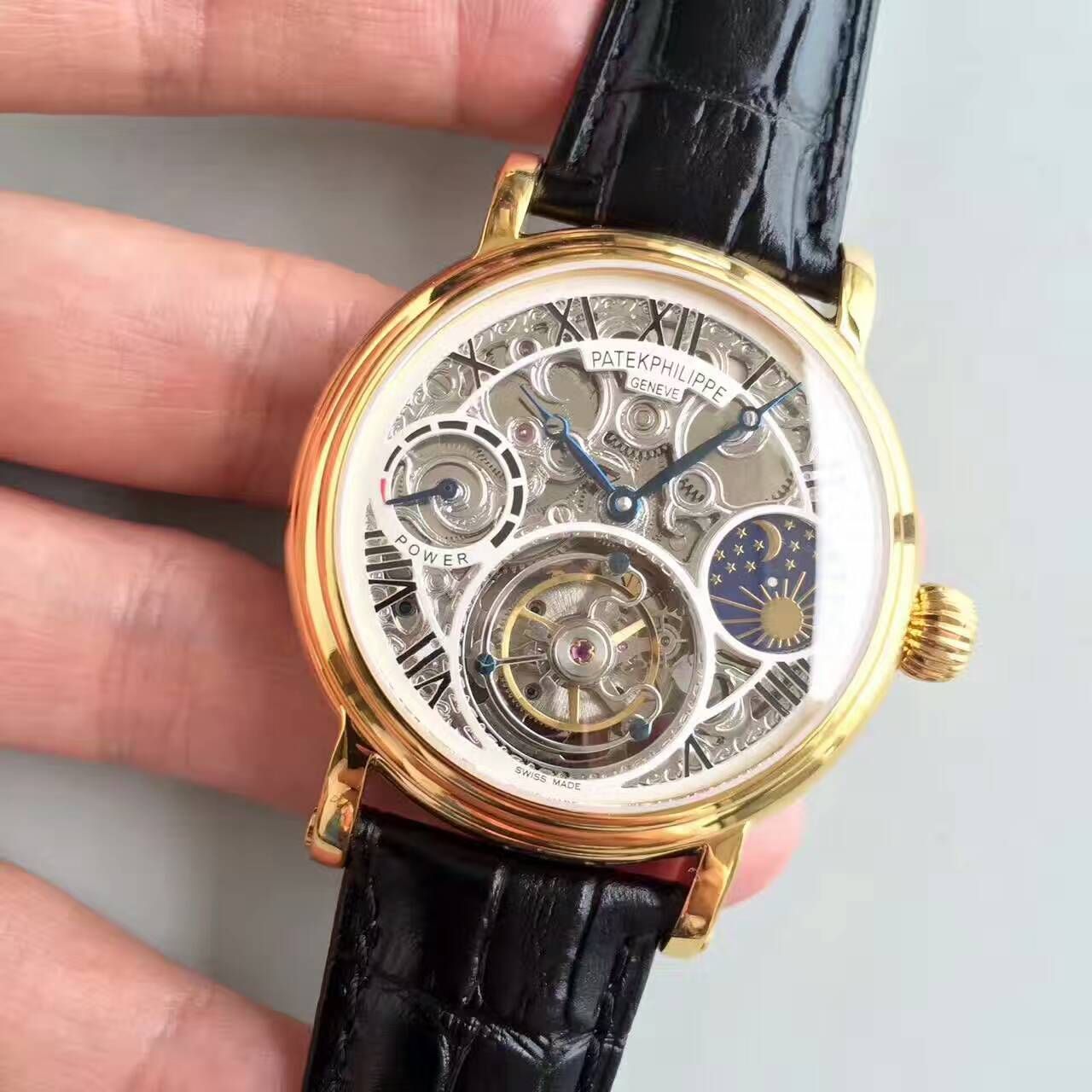 【TF厂一比一高精仿手表】百达翡丽镂空雕花动力星辰真陀飞轮腕表 / BD202