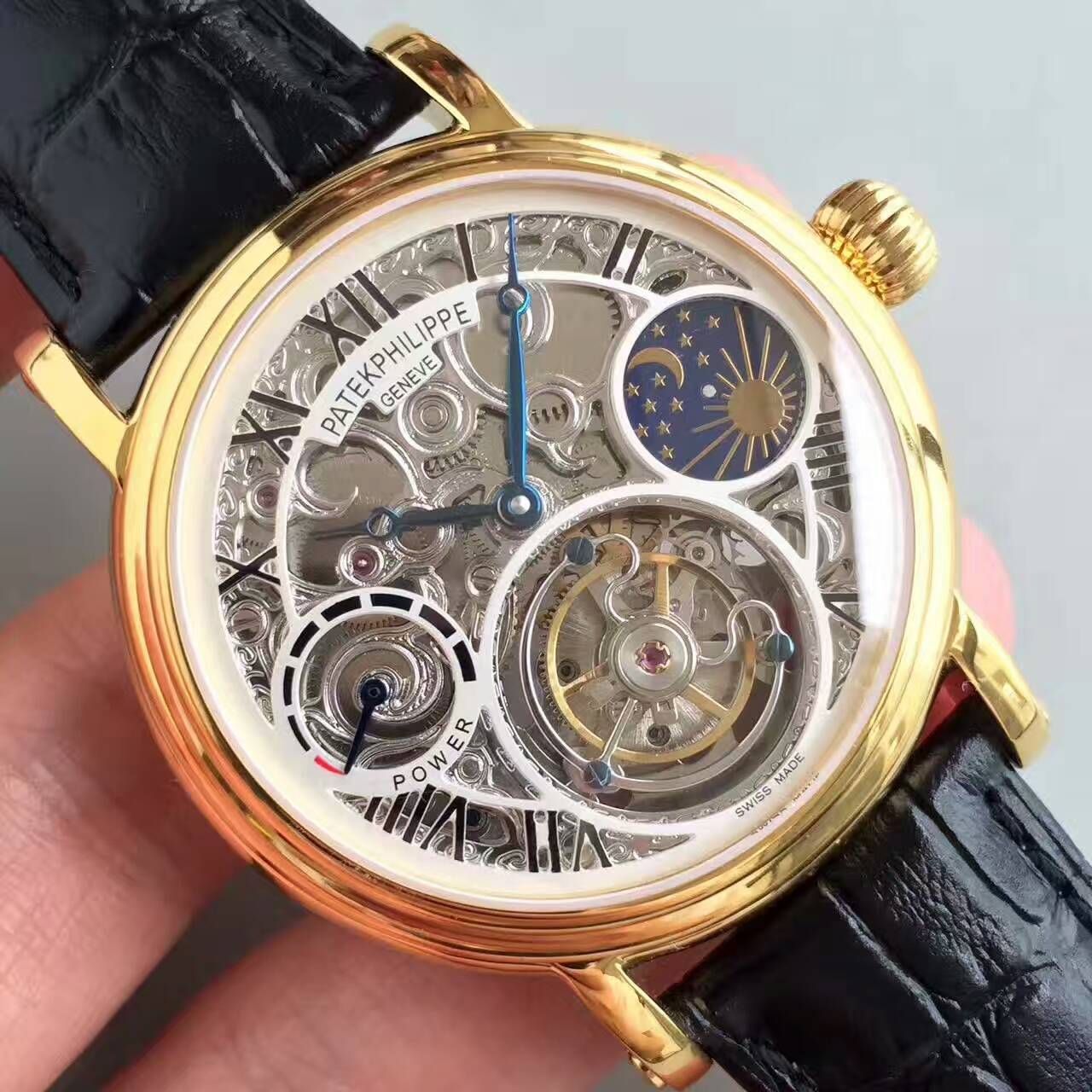 【TF厂一比一高精仿手表】百达翡丽镂空雕花动力星辰真陀飞轮腕表 / BD202