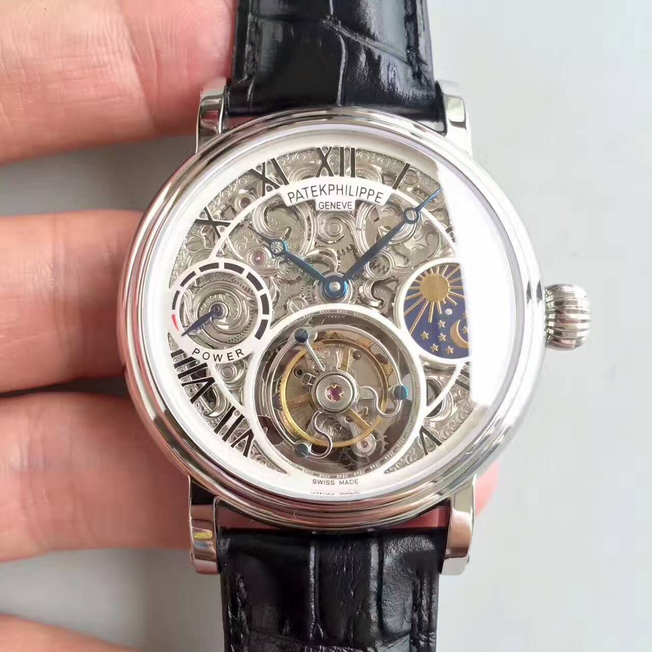 【TF厂一比一高精仿手表】百达翡丽镂空雕花动力星辰真陀飞轮腕表 / BD202