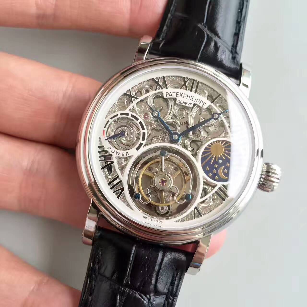 【TF厂一比一高精仿手表】百达翡丽镂空雕花动力星辰真陀飞轮腕表 / BD202