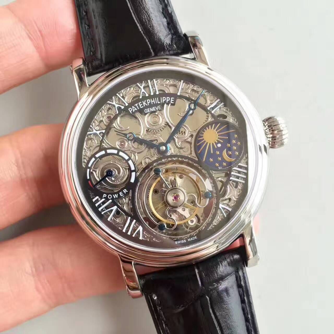 【TF厂一比一高精仿手表】百达翡丽镂空雕花动力星辰真陀飞轮腕表 / BD202