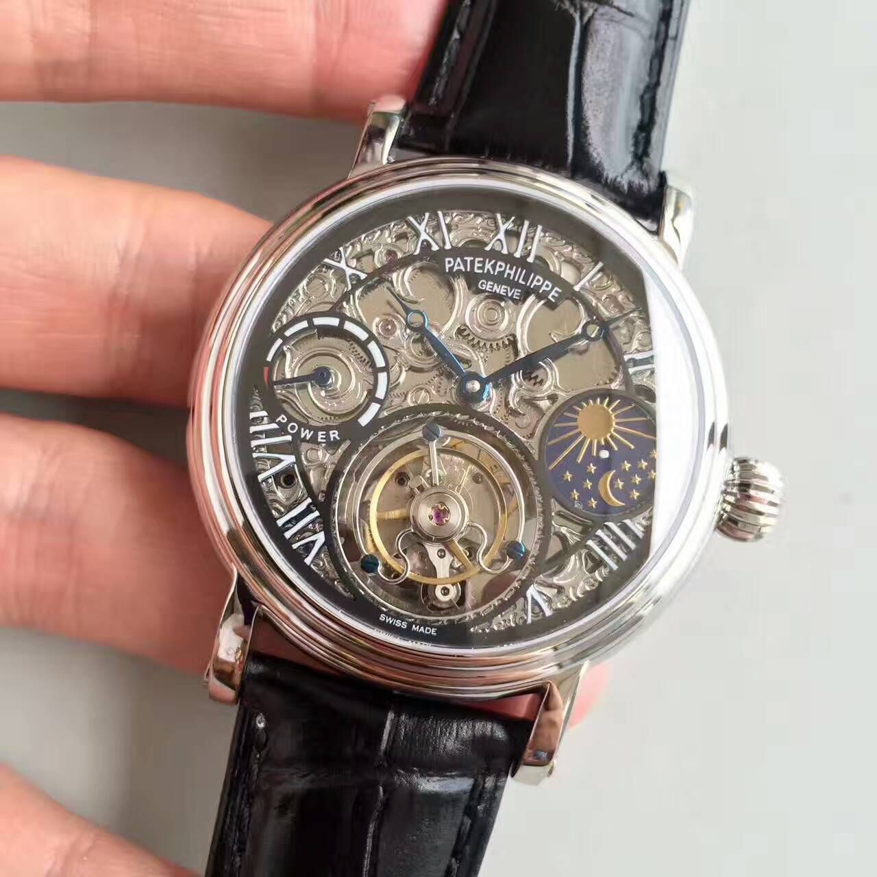 【TF厂一比一高精仿手表】百达翡丽镂空雕花动力星辰真陀飞轮腕表 / BD202