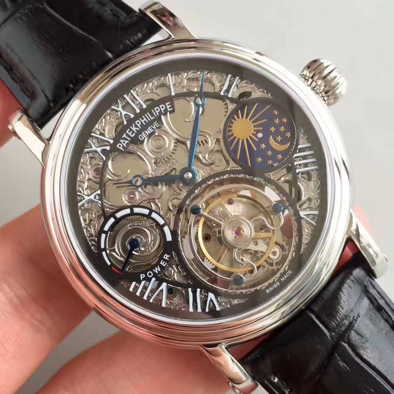 【TF厂一比一高精仿手表】百达翡丽镂空雕花动力星辰真陀飞轮腕表 / BD202