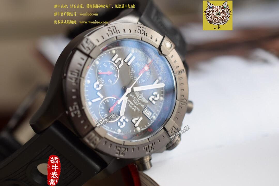 【实物图鉴赏】NOOB厂1:1复刻手表之百年灵复仇者系列黑钢表壳黑面表盘橡胶表带腕表 / BL015.0