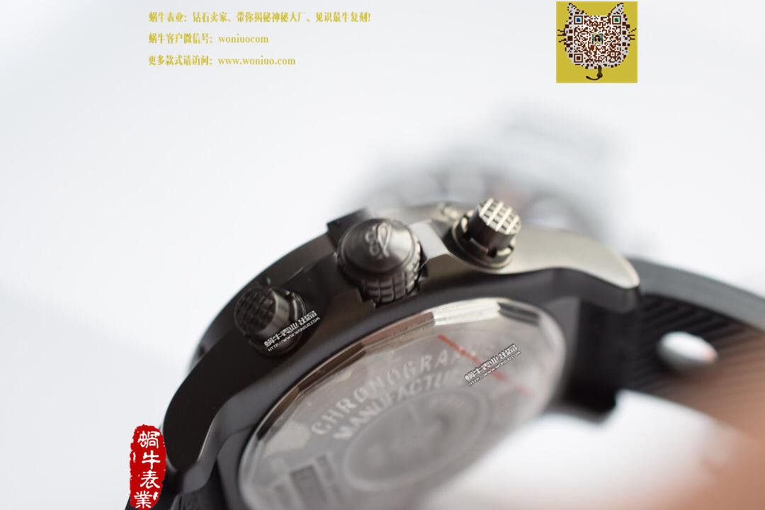 【实物图鉴赏】NOOB厂1:1复刻手表之百年灵复仇者系列黑钢表壳黑面表盘橡胶表带腕表 / BL015.0