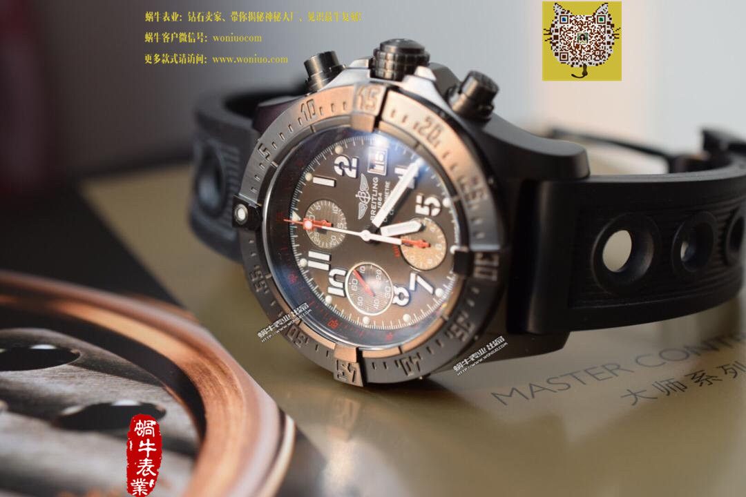 【实物图鉴赏】NOOB厂1:1复刻手表之百年灵复仇者系列黑钢表壳黑面表盘橡胶表带腕表 / BL015.0