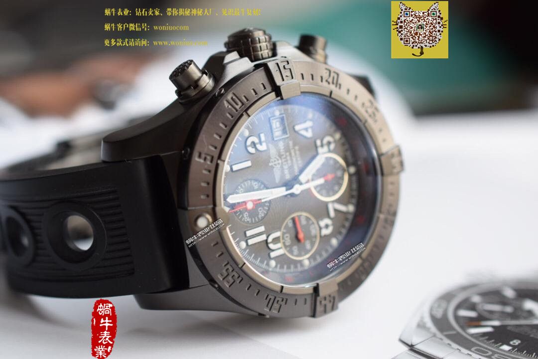 【实物图鉴赏】NOOB厂1:1复刻手表之百年灵复仇者系列黑钢表壳黑面表盘橡胶表带腕表 / BL015.0