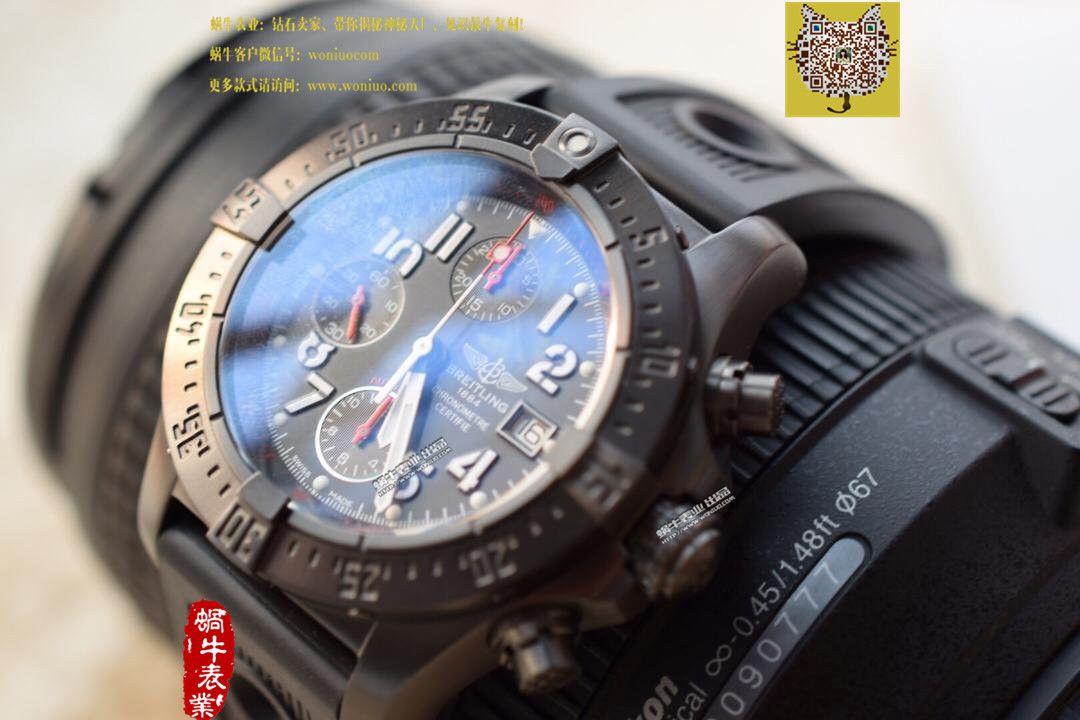 【实物图鉴赏】NOOB厂1:1复刻手表之百年灵复仇者系列黑钢表壳黑面表盘橡胶表带腕表 / BL015.0