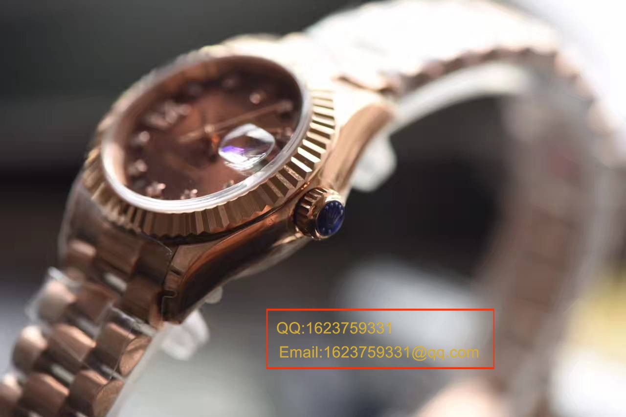 【SY厂一比一超A高仿手表】劳力士女装日志型系列279171巧克力面表盘女士腕表 / RBA182