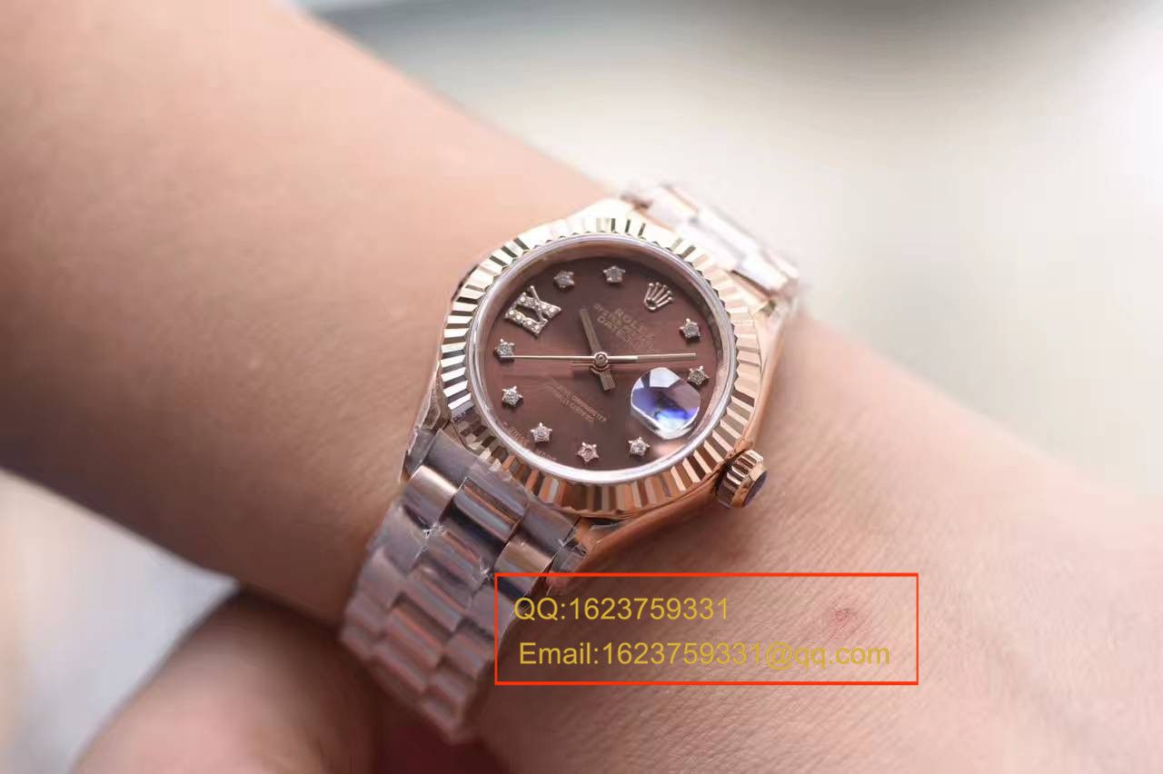 【SY厂一比一超A高仿手表】劳力士女装日志型系列279171巧克力面表盘女士腕表 / RBA182