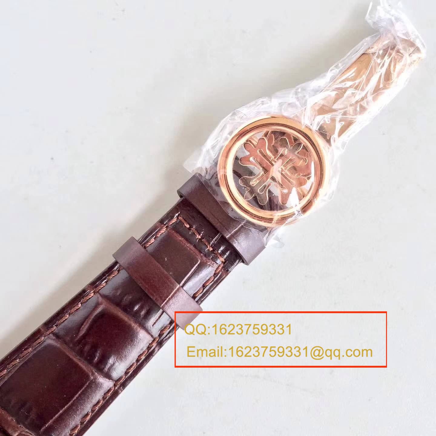 【台湾厂1:1超A高仿腕表】百达翡丽复杂功能计时系列5396/1R-001 月相皮带款玫瑰金腕表 / BD209