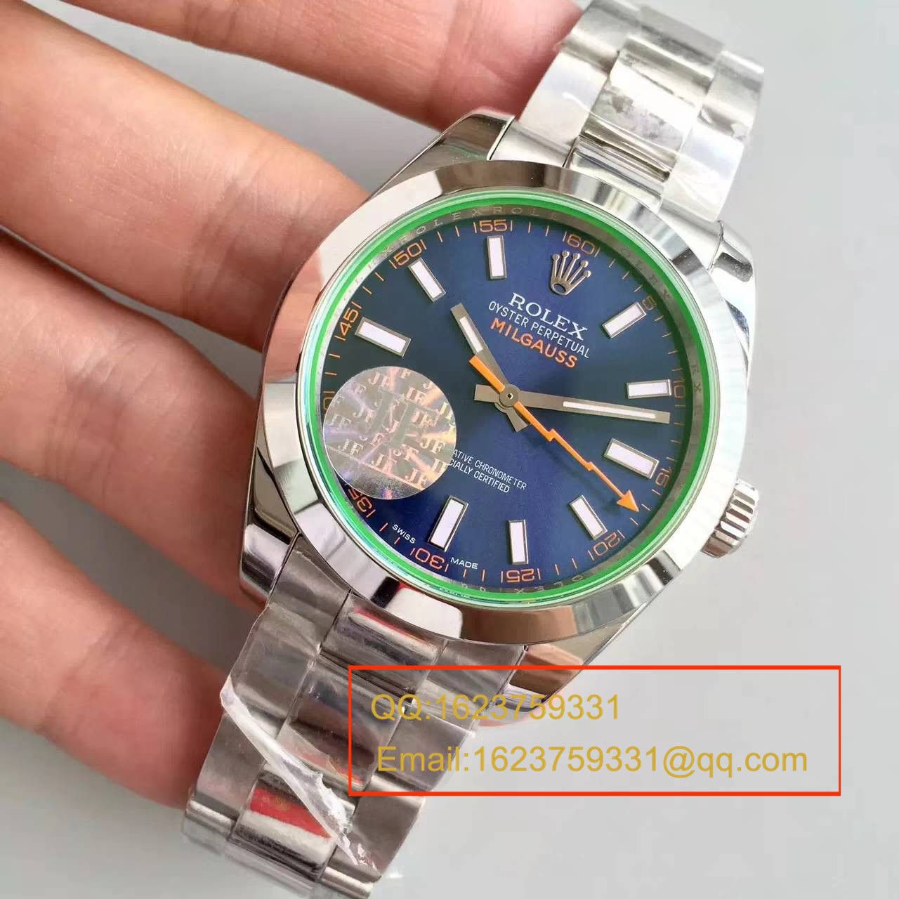 【JF厂1:1高精仿手表】劳力士MILGAUSS系列116400-GV-72400蓝盘腕表《蓝面闪电》 / R001