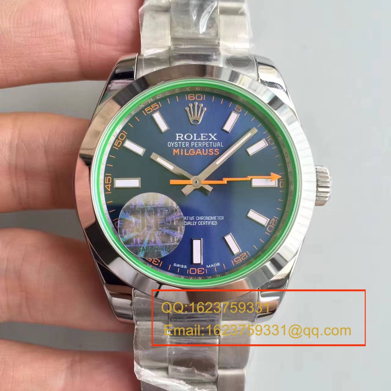 【JF厂1:1高精仿手表】劳力士MILGAUSS系列116400-GV-72400蓝盘腕表《蓝面闪电》 / R001