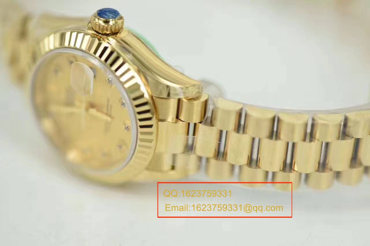【SY厂一比一顶级复刻高仿手表】劳力士女装日志型系列279178香槟面镶钻腕表 / R185