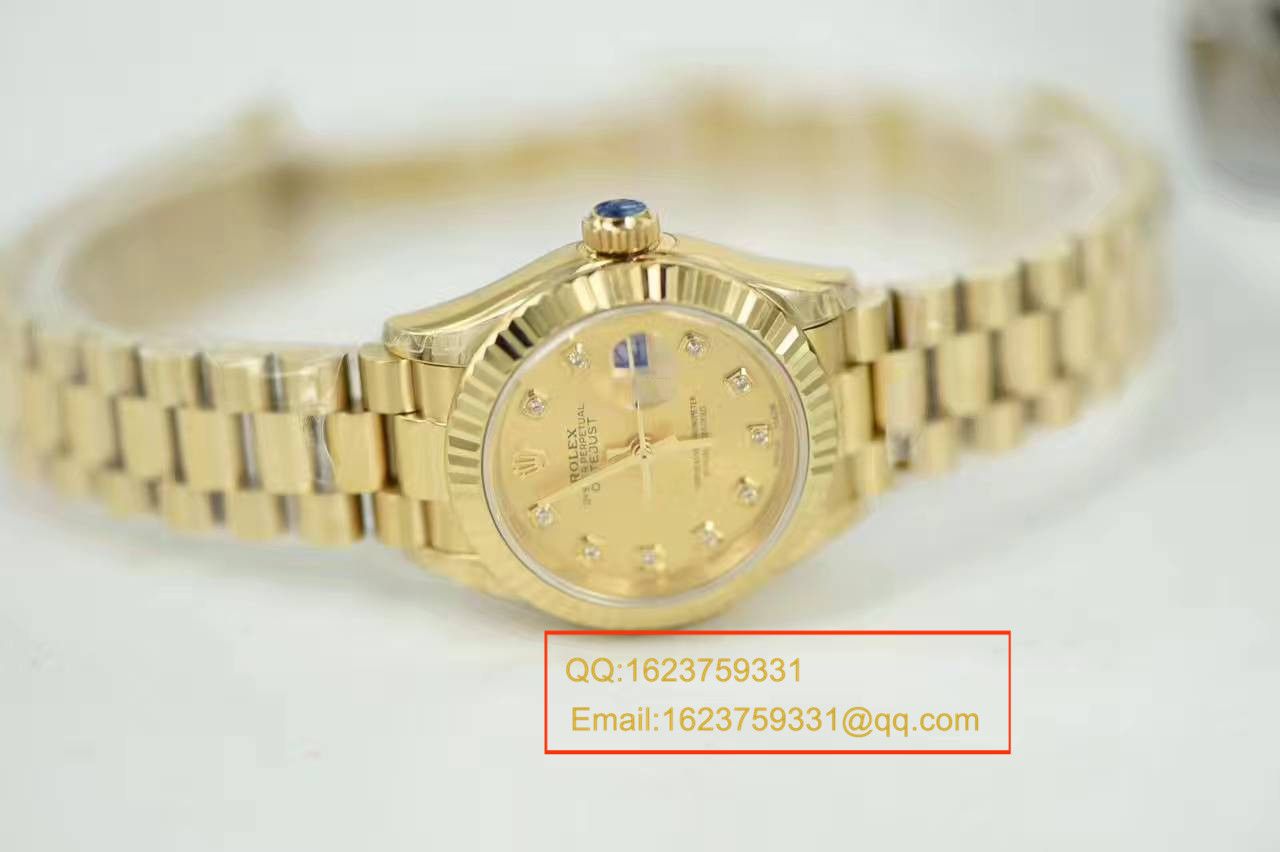 【SY厂一比一顶级复刻高仿手表】劳力士女装日志型系列279178香槟面镶钻腕表 / R185