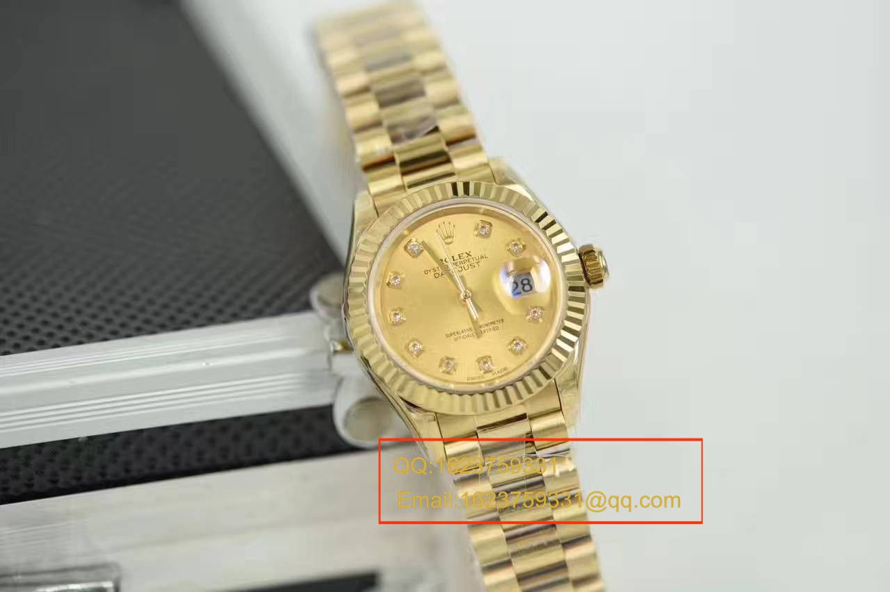 【SY厂一比一顶级复刻高仿手表】劳力士女装日志型系列279178香槟面镶钻腕表 / R185