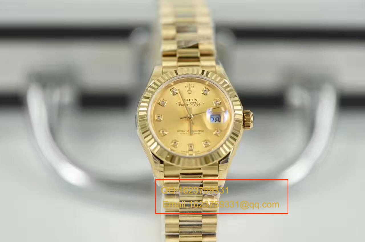 【SY厂一比一顶级复刻高仿手表】劳力士女装日志型系列279178香槟面镶钻腕表 / R185