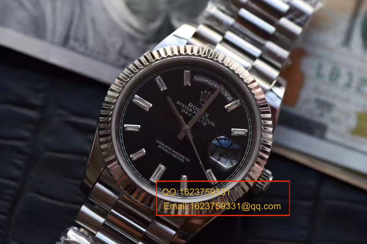 【台湾厂一比一超A高仿手表】劳力士星期日历型系列228239黑面表盘钻钉腕表 / RB0180