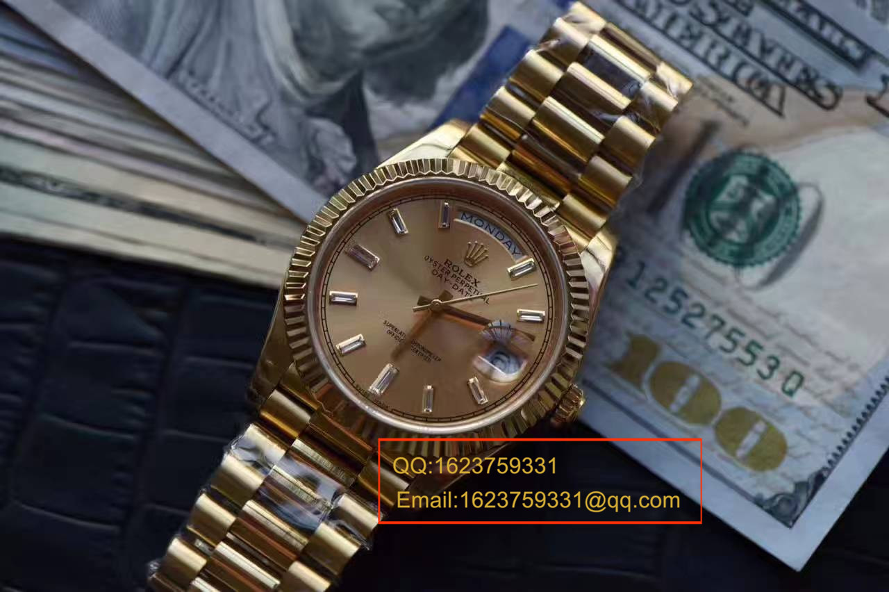 【台湾厂一比一超A高精仿手表】劳力士星期日历型系列228238香槟面表盘钻钉腕表 / RBA179