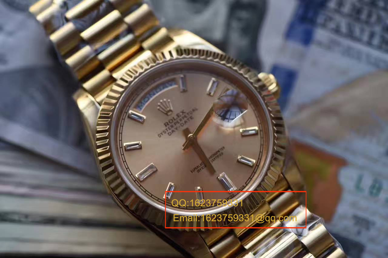 【台湾厂一比一超A高精仿手表】劳力士星期日历型系列228238香槟面表盘钻钉腕表 / RBA179