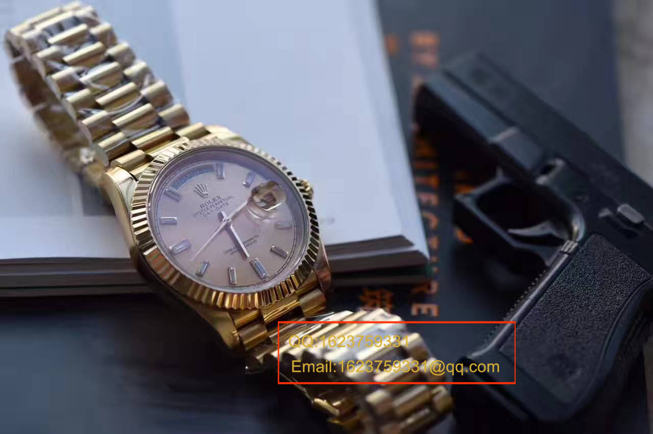 【台湾厂一比一超A高精仿手表】劳力士星期日历型系列228238香槟面表盘钻钉腕表 / RBA179