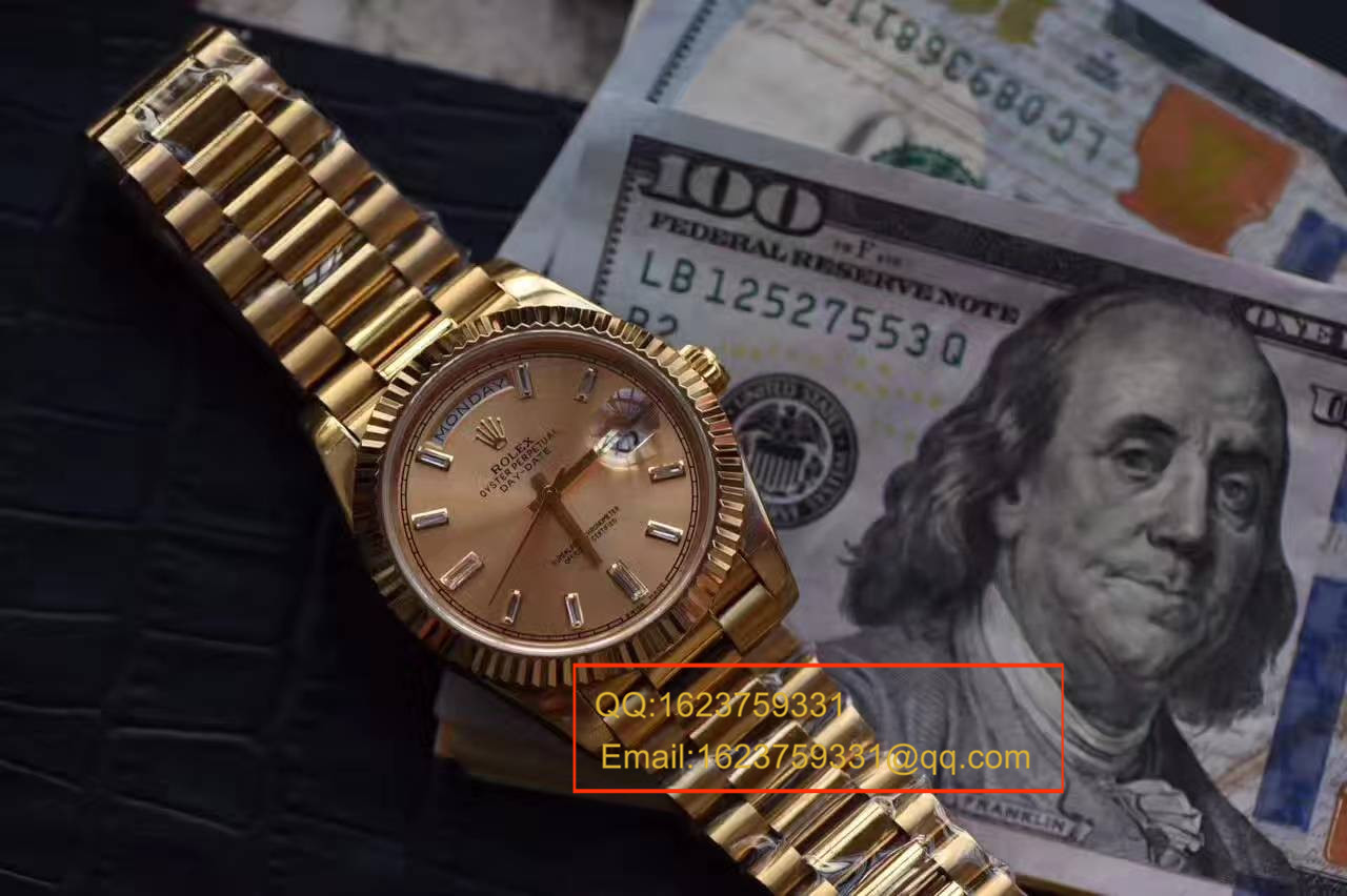 【台湾厂一比一超A高精仿手表】劳力士星期日历型系列228238香槟面表盘钻钉腕表 / RBA179