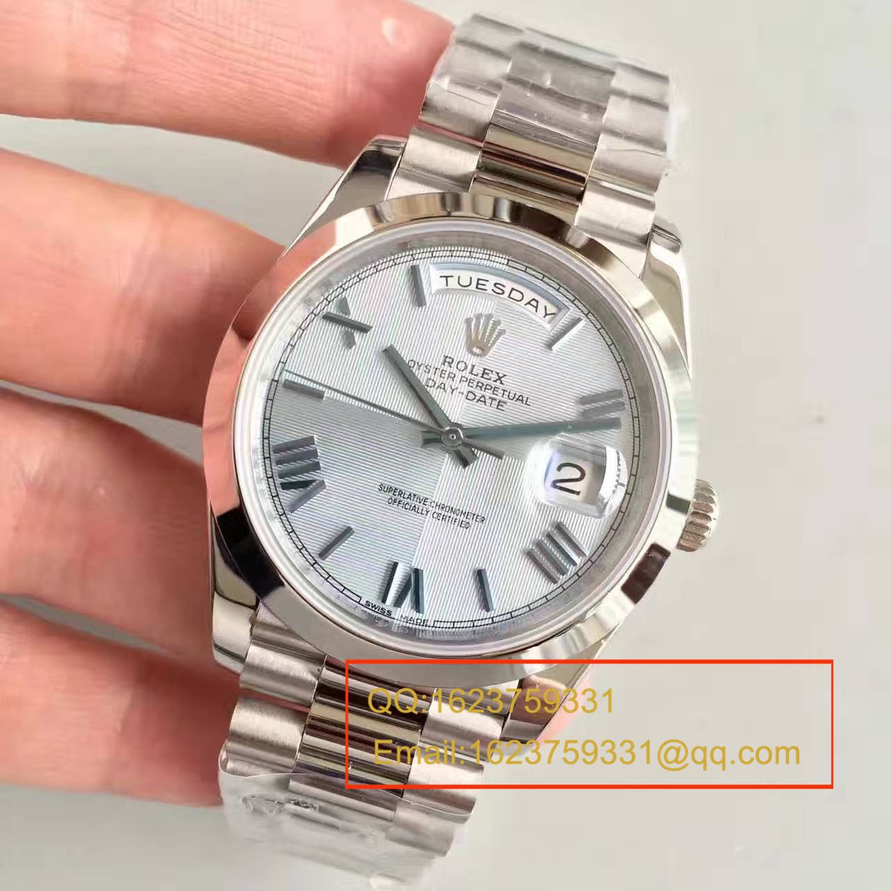 【N厂一比一超A高精仿手表】劳力士星期日历型系列228206冰蓝暗纹盘男士机械腕表 / RBE067