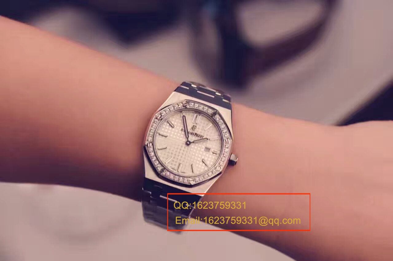 【视频解析1:1复刻高仿手表】爱彼皇家橡树系列67651ST.ZZ.1261ST.01女装石英机芯 / APAD089