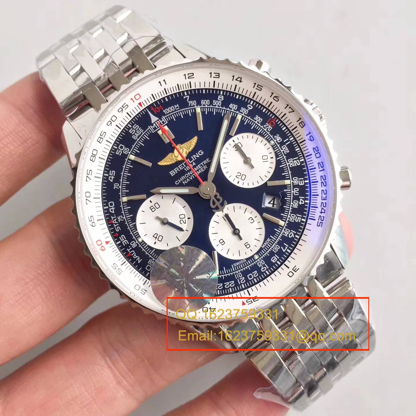 【JF厂一比一复刻高仿手表】百年灵航空计时系列“太阳的后裔”-蓝面表盘-Navitimer航空精钢表链腕表 / BL017
