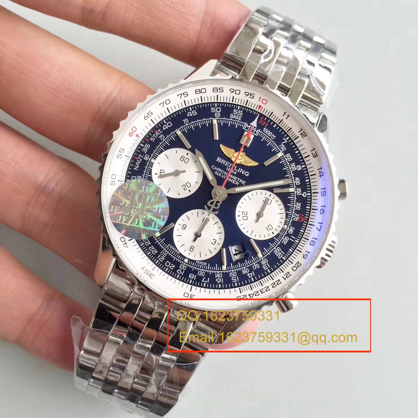 【JF厂一比一复刻高仿手表】百年灵航空计时系列“太阳的后裔”-蓝面表盘-Navitimer航空精钢表链腕表 / BL017