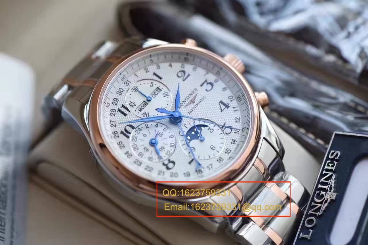 【视频评测YL厂1:1超A高仿手表】浪琴LONGINES名匠系列L2.673.8.78.3月相腕表《间金表带》 / LQ022