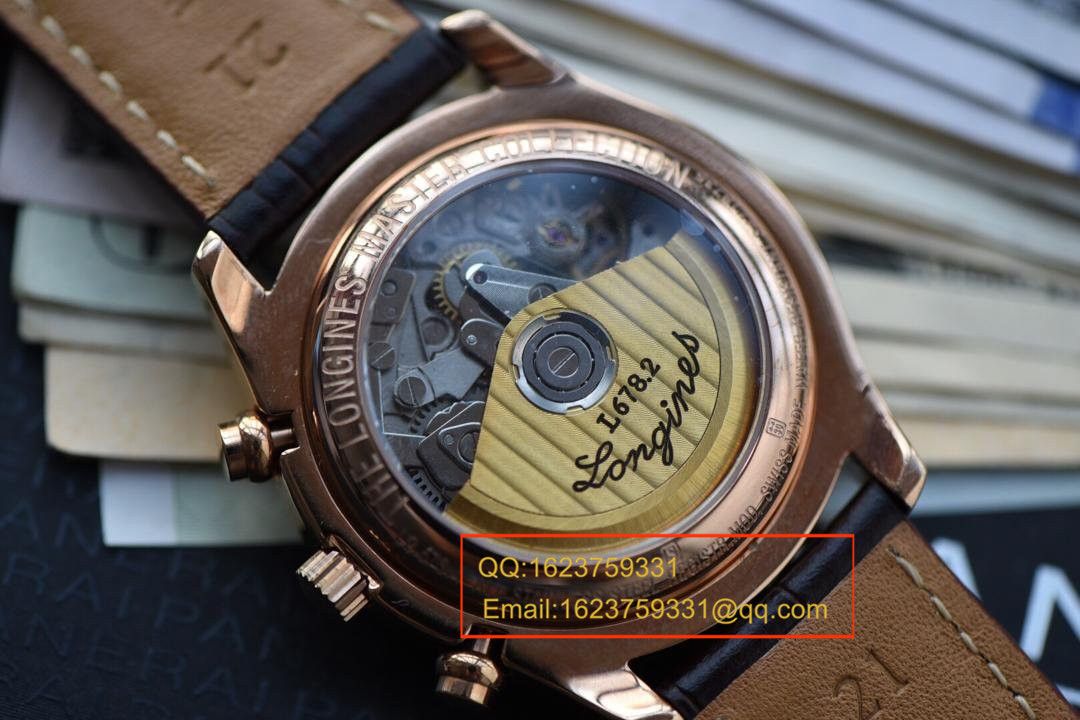 【视频解析】浪琴名匠复刻高仿旗舰版本八针月相土豪金版本腕表《表圈镶钻》 / L066