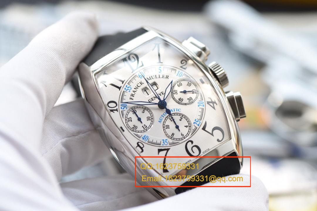 【视频评测V6厂1:1超A精仿手表】法兰克.穆勒MEN'S COLLECTION系列8880 CC AT 白金表壳黑面时标腕表 / 法穆兰BEFL01