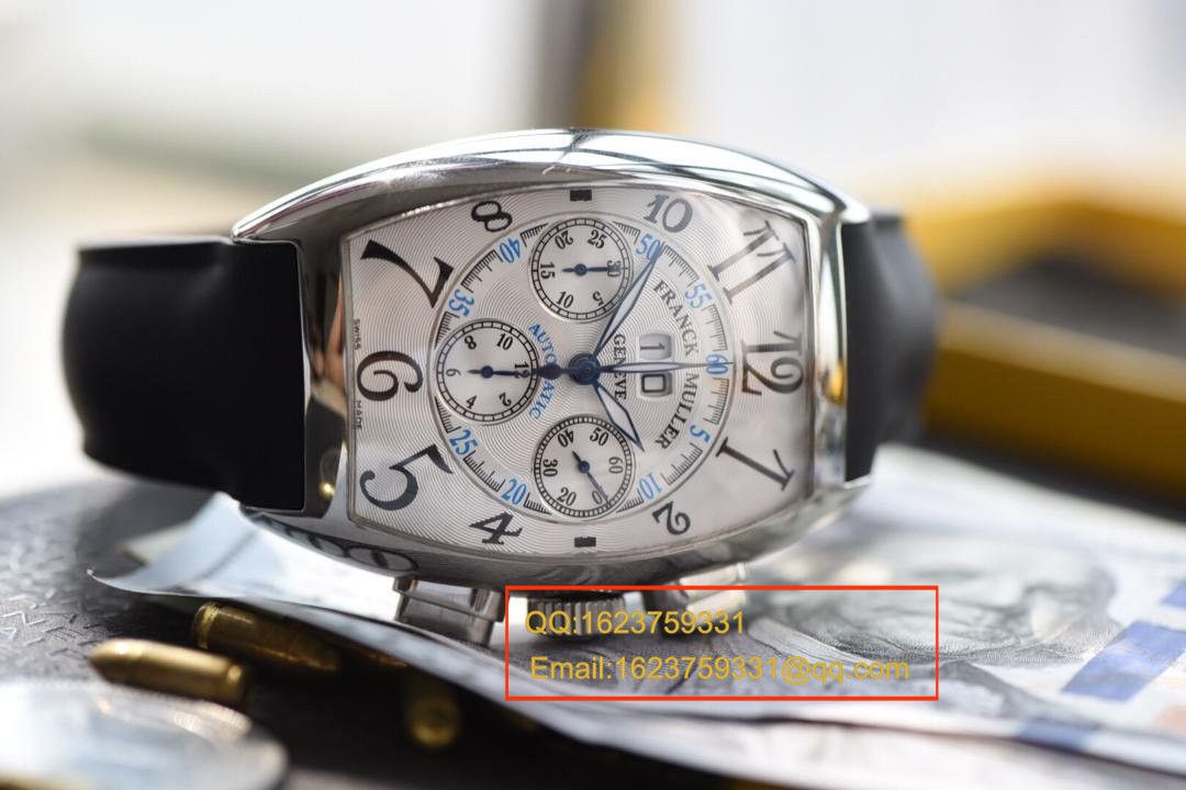 【视频评测V6厂1:1超A精仿手表】法兰克.穆勒MEN'S COLLECTION系列8880 CC AT 白金表壳黑面时标腕表 / 法穆兰BEFL01