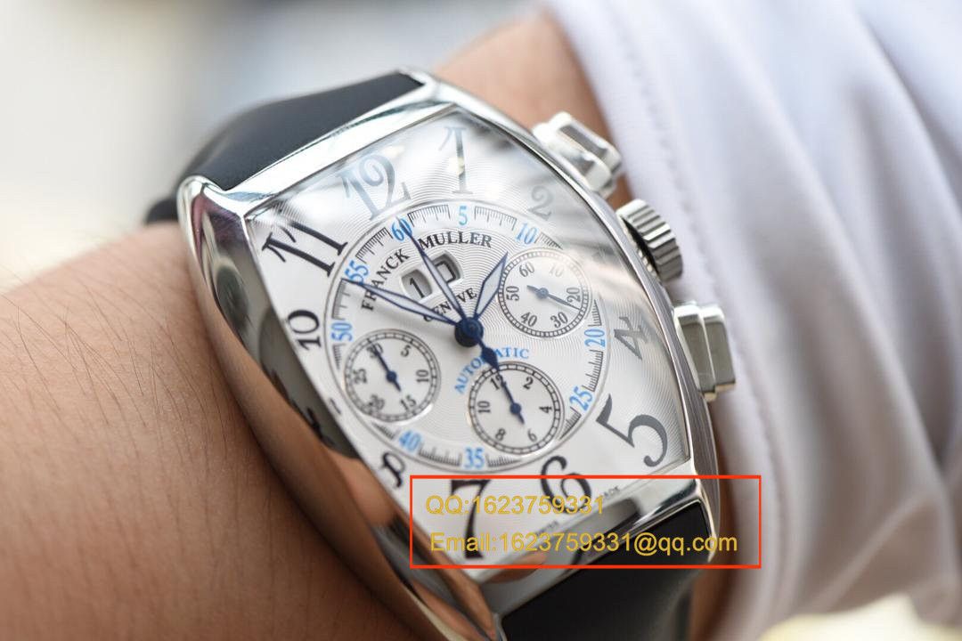 【视频评测V6厂1:1超A精仿手表】法兰克.穆勒MEN'S COLLECTION系列8880 CC AT 白金表壳黑面时标腕表 / 法穆兰BEFL01