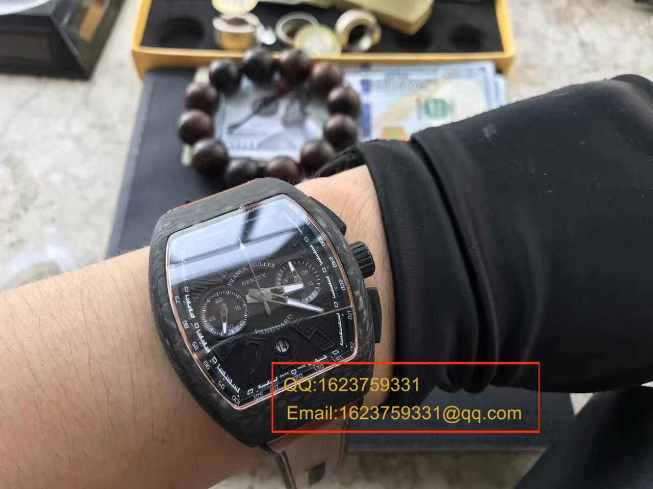 【LE1:1顶级复刻高仿手表】法穆兰VANGUARD系列V45 SC DT BLACK PXL黑面腕表 / 法穆兰CAFL05