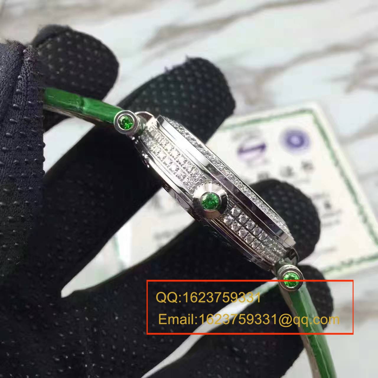 法兰克.穆勒DOUBLE MYSTERY系列42 DM D2R CD 白盘绿面表带女士腕表 / FLBF015