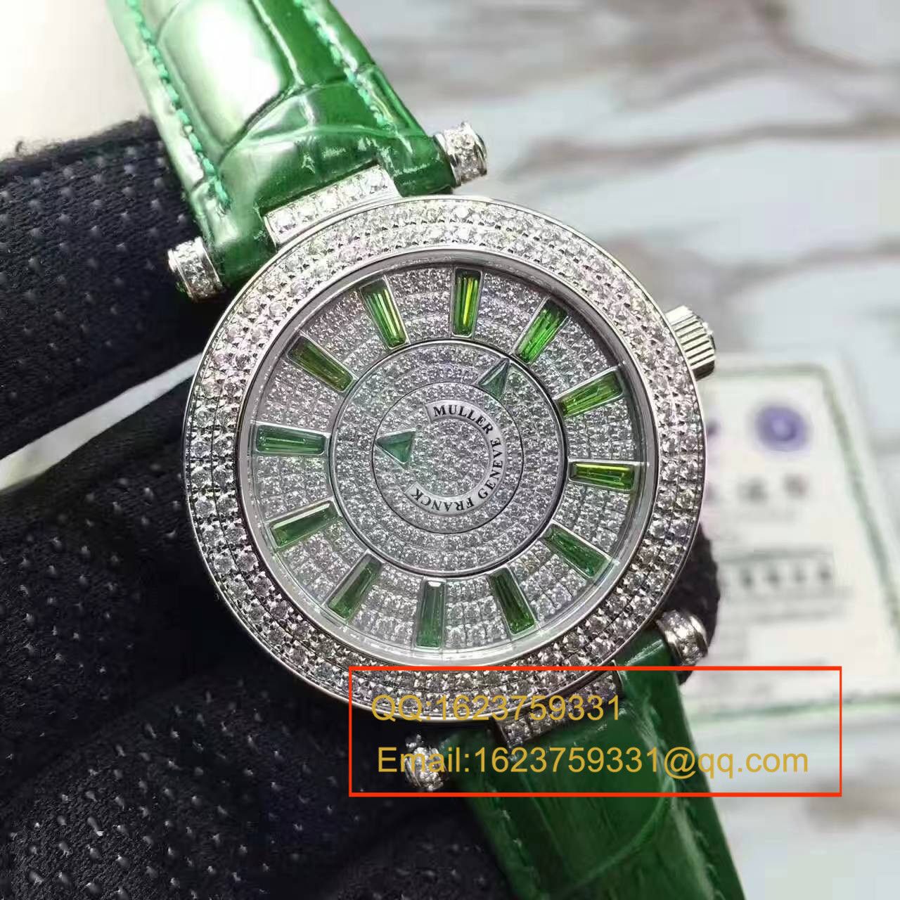 法兰克.穆勒DOUBLE MYSTERY系列42 DM D2R CD 白盘绿面表带女士腕表 / FLBF015