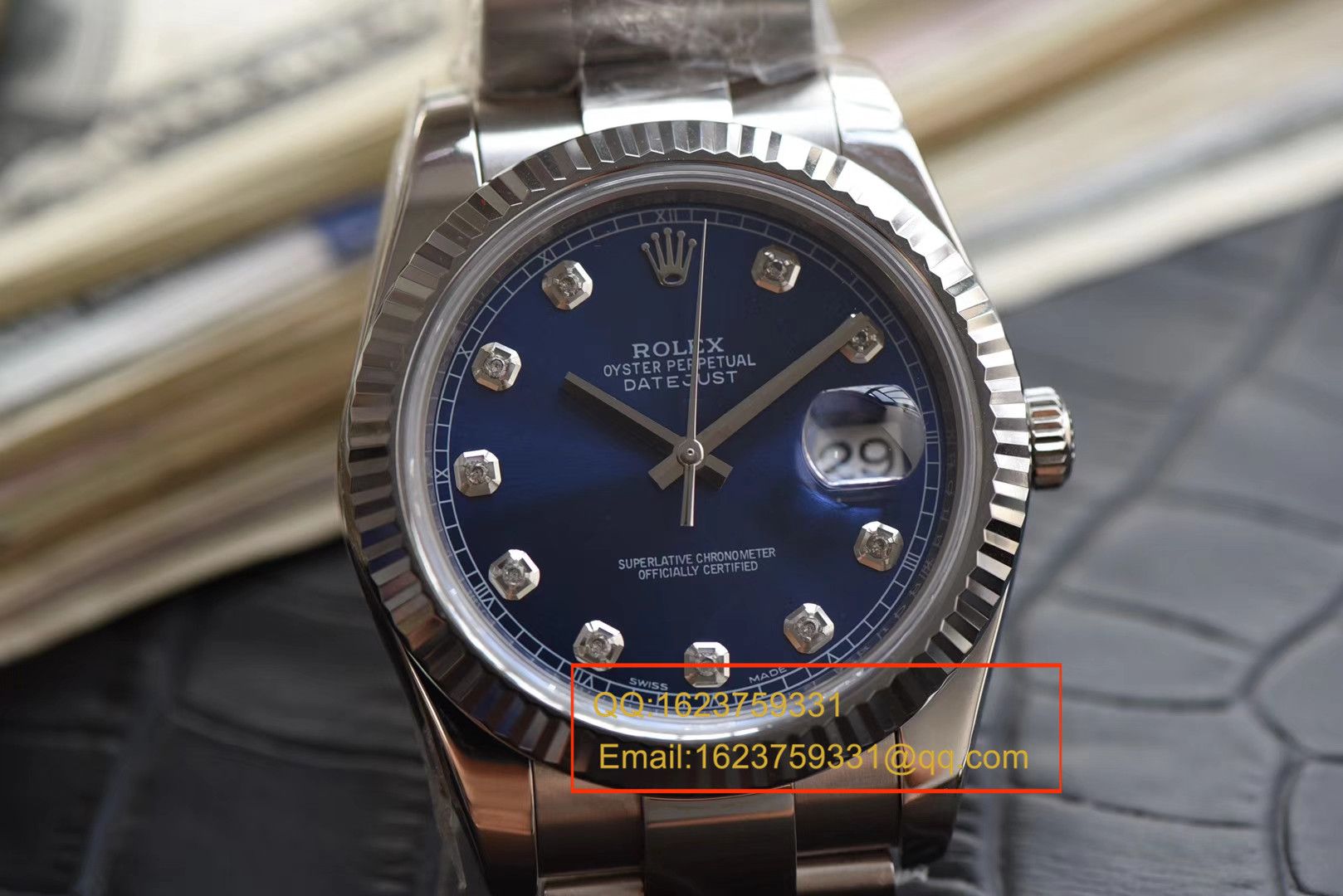 【视频评测N厂一比一复刻高仿手表】劳力士日志型系列116234蓝盘镶嵌钻石腕表 / RBD088