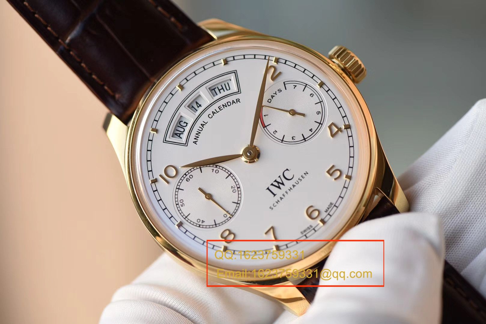 【YL一比一超A高精仿手表】万国葡萄牙年历腕表系列万国年历黄金壳白面款 / WG105