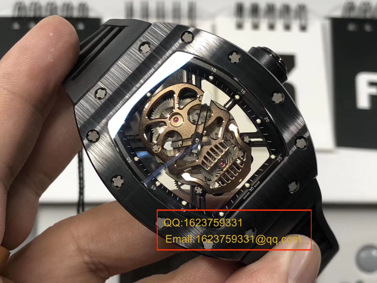 【KV厂一比一超A高仿手表】理查德.米勒男士系列RM 52-01潘玮柏同款金面骷髅头腕表 / RM 52-01