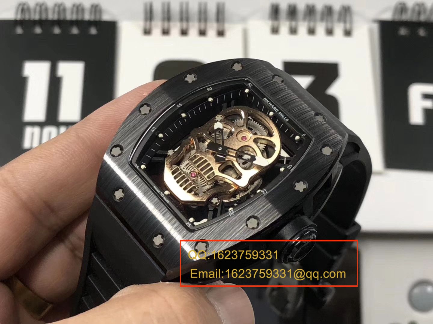 【KV厂一比一超A高仿手表】理查德.米勒男士系列RM 52-01潘玮柏同款金面骷髅头腕表 / RM 52-01